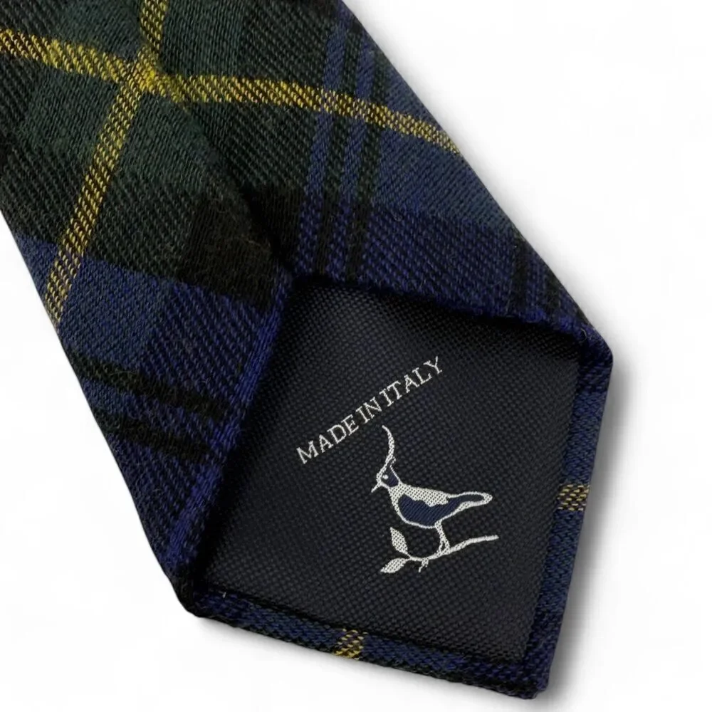 NWT Charles Tyrwhitt Tartan Wool Silk Luxury Handmade Necktie Italy Navy/Green